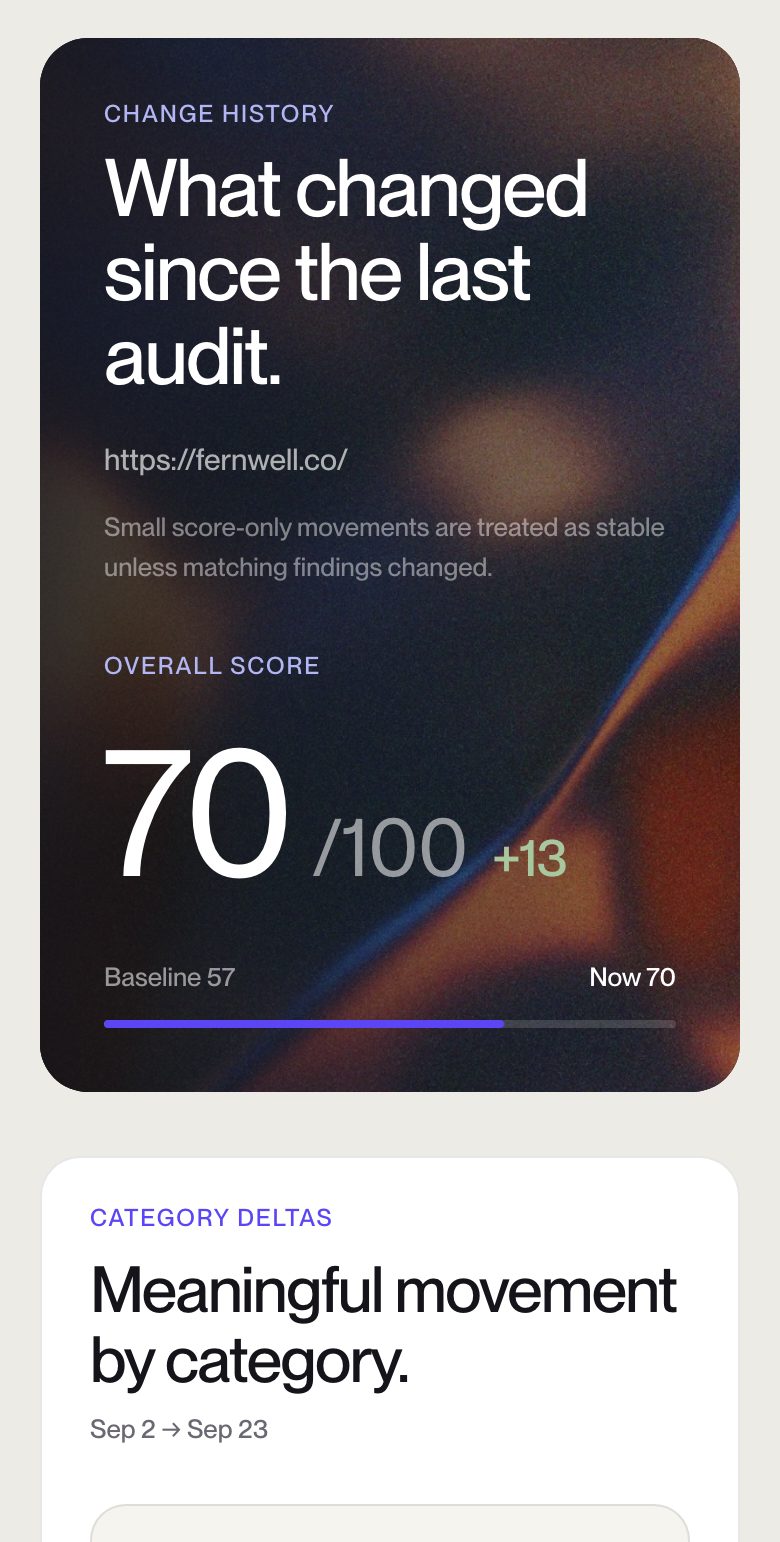 Change History view of a UX Signal report